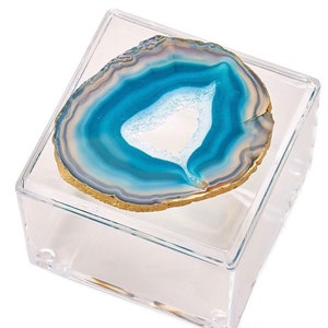 Lucite Box Adorned with an agate image 1