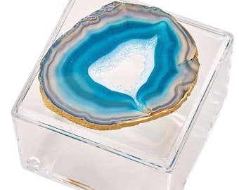 Lucite Box Adorned with an agate