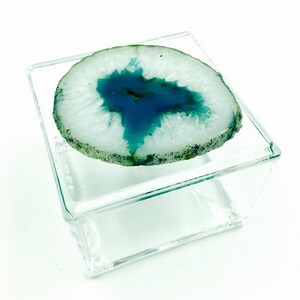 Lucite Box Adorned with an agate Green