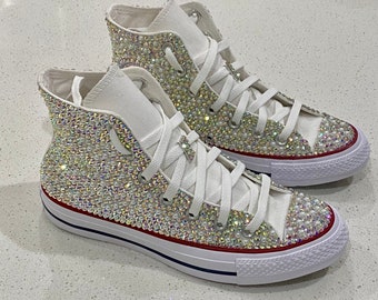 Custom Pearl and Crystal Converse - Sparkle / Bling / Rhinestone shoes