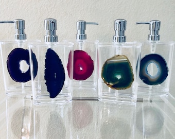 Acrylic soap dispenser with agate
