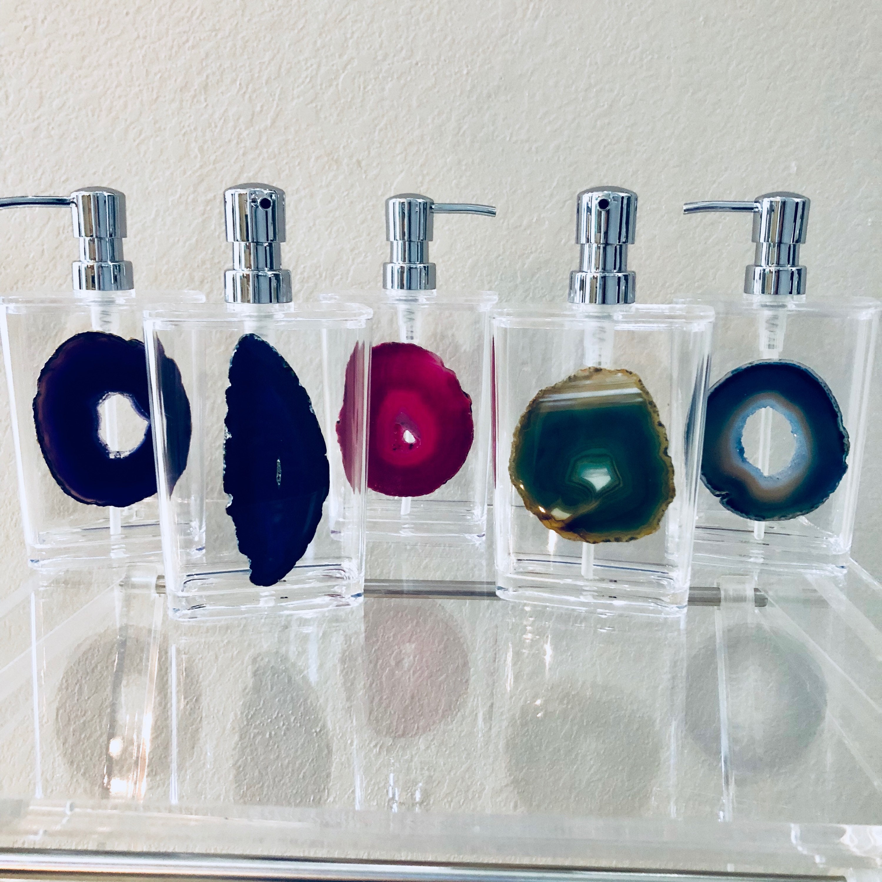 Acrylic Soap Dispenser With Agate Etsy UK