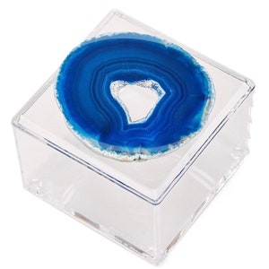 Lucite Box Adorned with an agate Blue