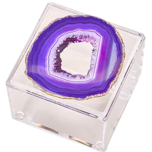 Lucite Box Adorned with an agate Purple