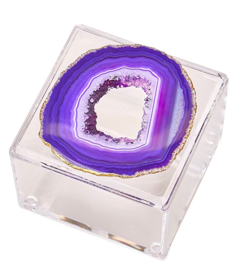 Lucite Box Adorned with an agate image 3