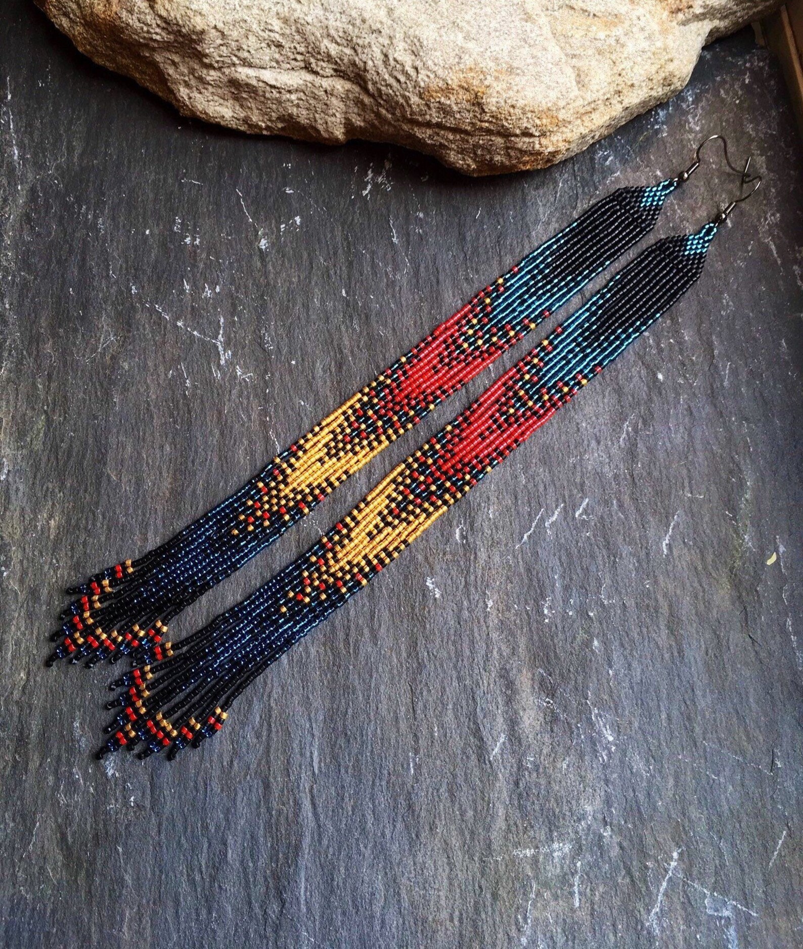 Long Native American Style Beaded Glass Seed Bead Fringe | Etsy