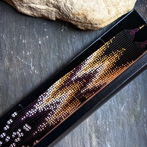 Long Native American Beaded Style Glass Seed Bead Fringe Statement ...