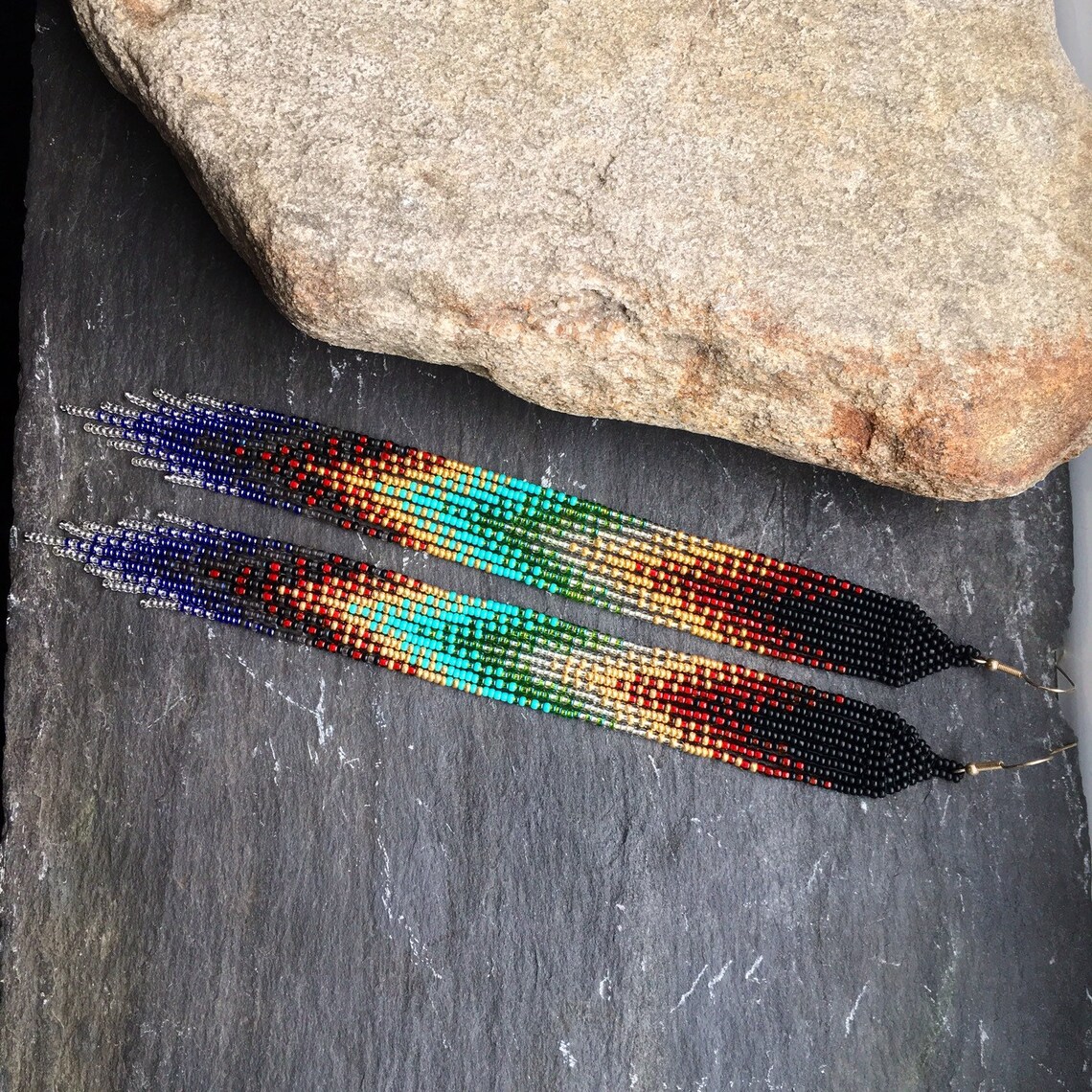 Long Native American Beaded Glass Seed Bead Fringe Statement - Etsy