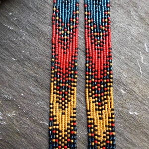 Long Native American Style Beaded Glass Seed Bead Fringe Statement ...
