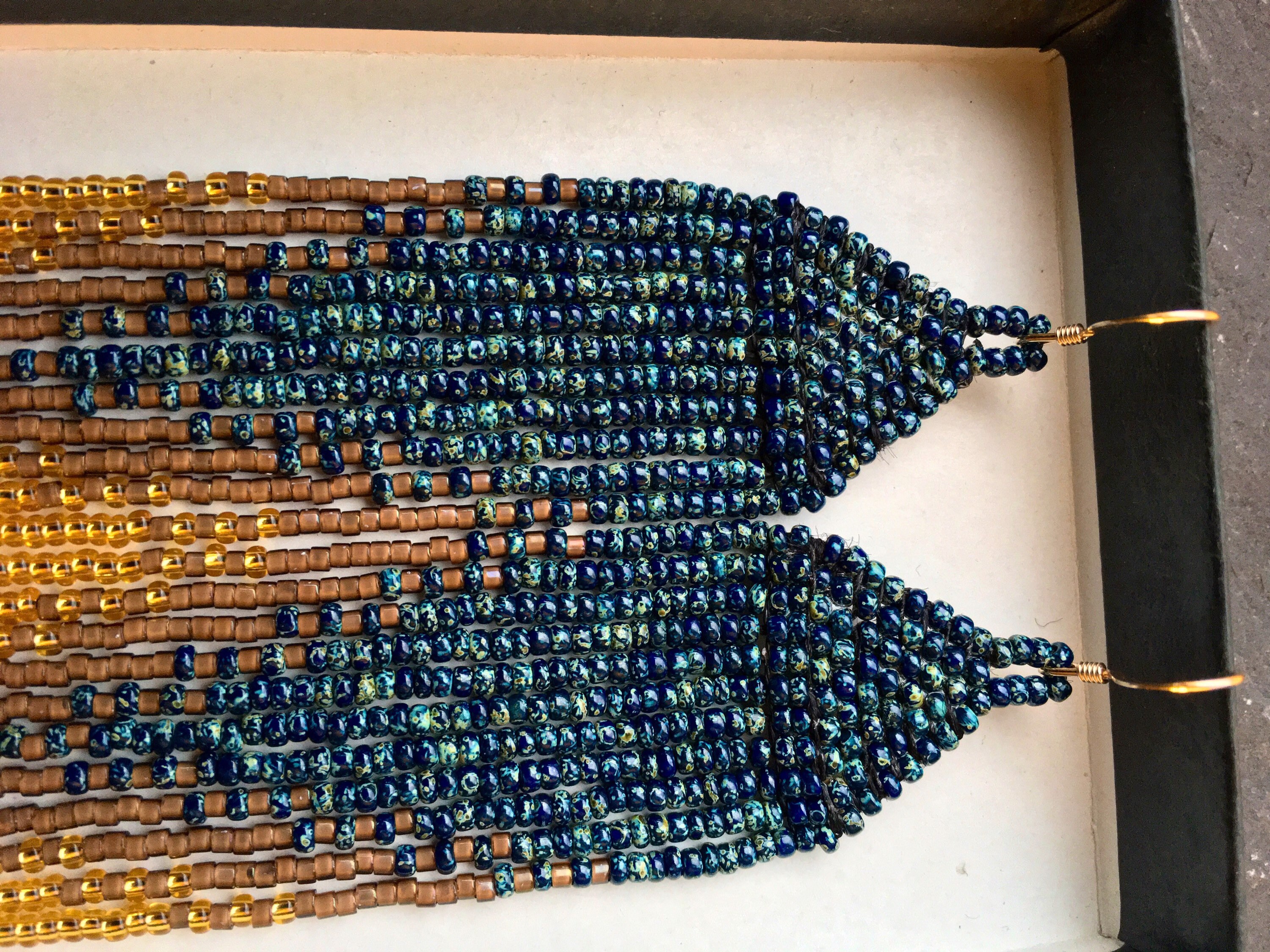 Long Native American Style Beaded Shoulder Duster Glass Seed Bead ...