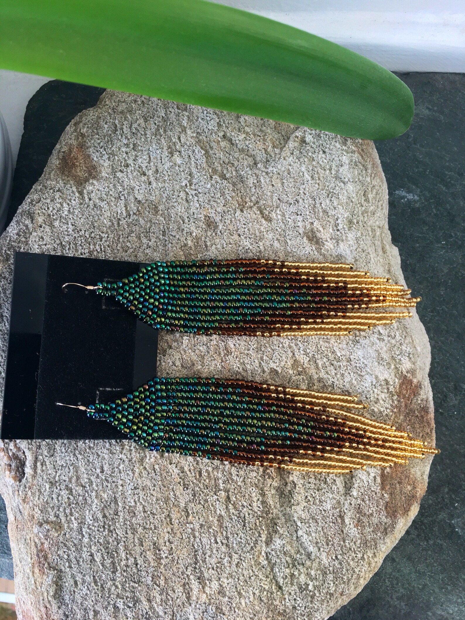 Long Native American Inspired Beaded Shoulder Dusters Glass Seed Bead ...