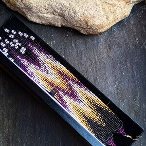 Long Native American Beaded Style Glass Seed Bead Fringe Statement ...