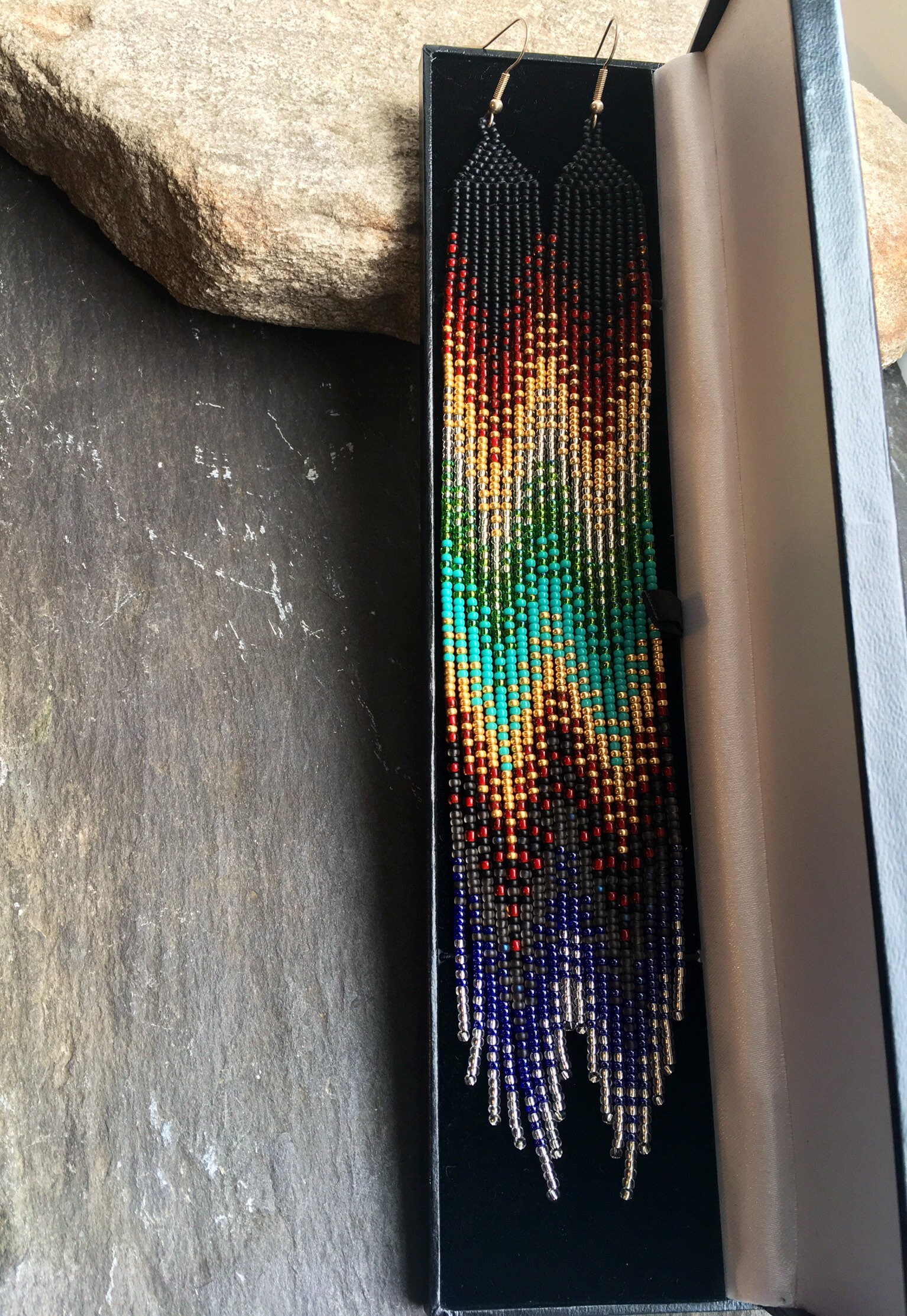 Long Native American Beaded Glass Seed Bead Fringe Statement - Etsy