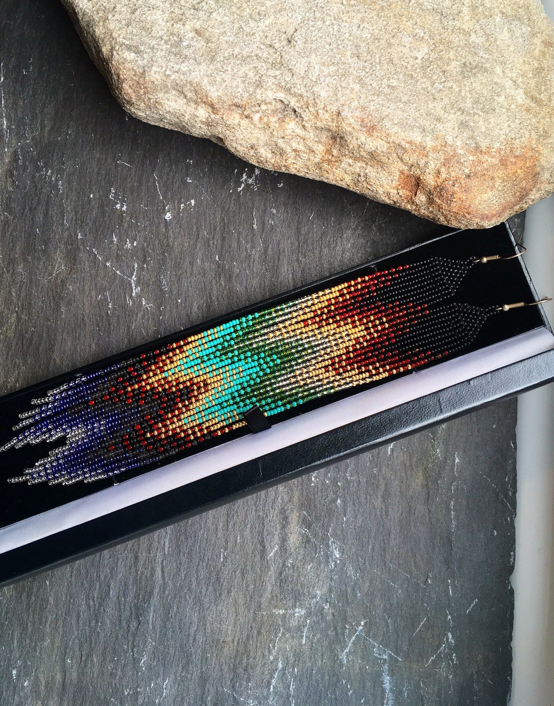 Long Native American Beaded Glass Seed Bead Fringe Statement - Etsy