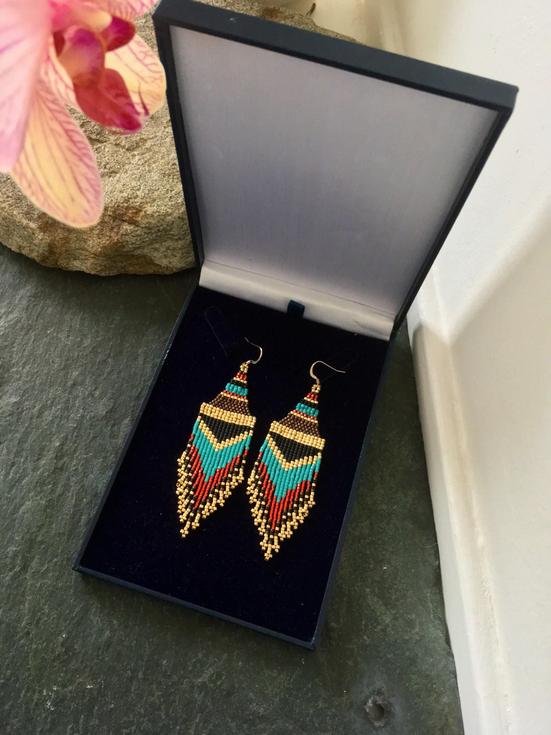 Luxury Minimalist Beaded Earrings Native Handmade Valentine | Etsy