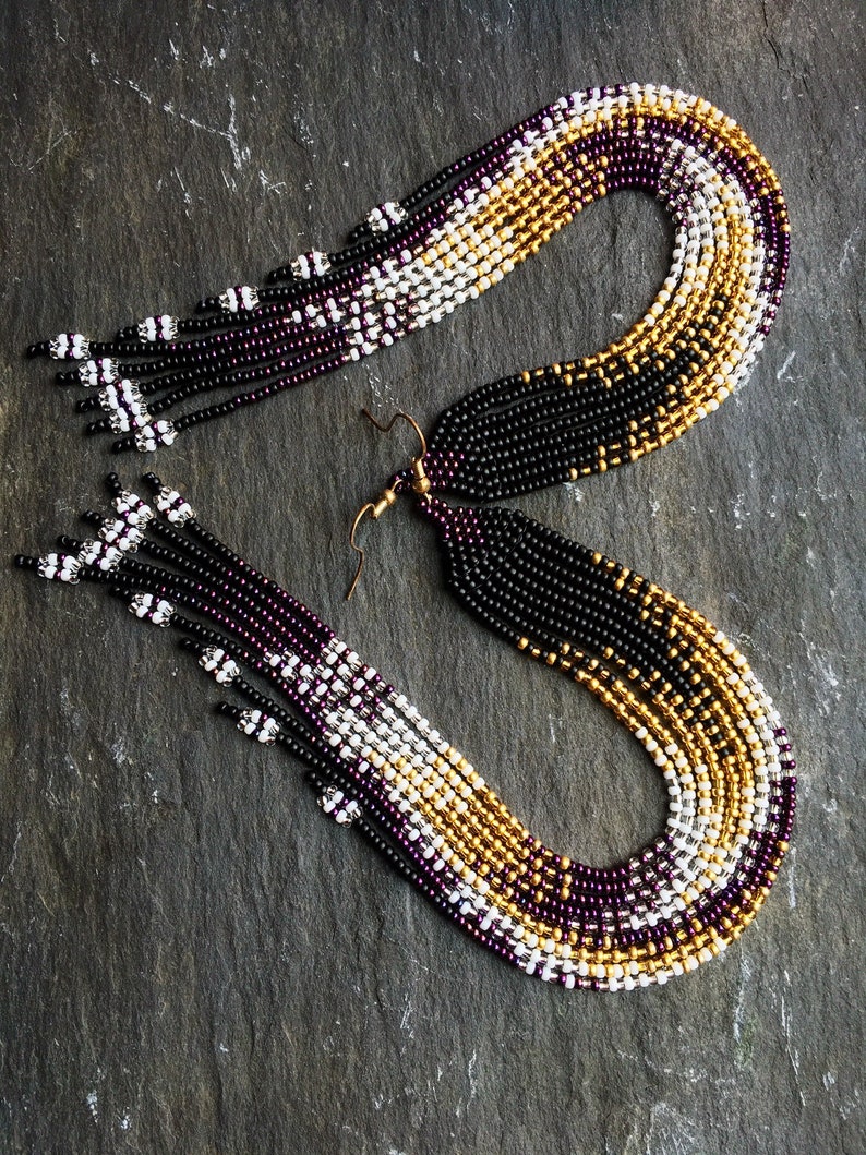 Long Native American Beaded Style Glass Seed Bead Fringe - Etsy