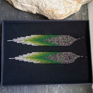 Long Native American Style Beaded Glass Seed Bead Fringe Statement ...