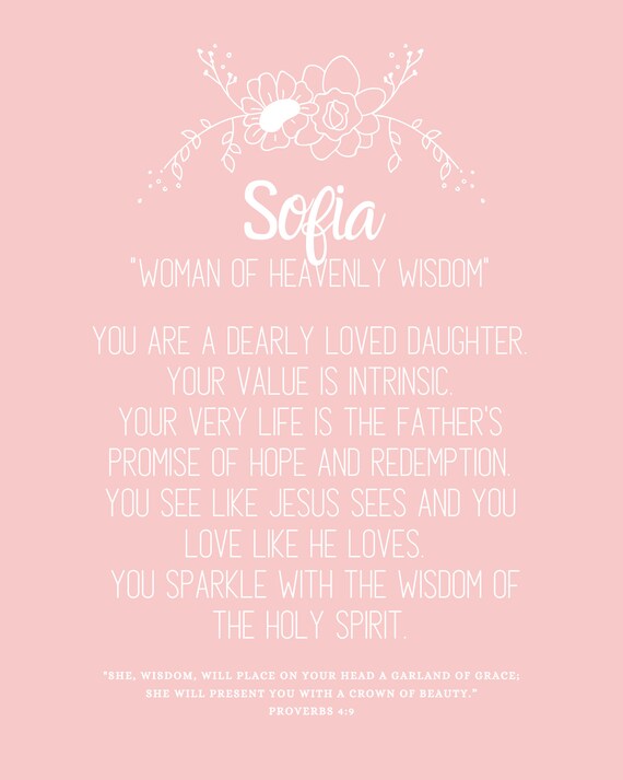 Name meaning print Sofia Personalized Baptism gift Etsy