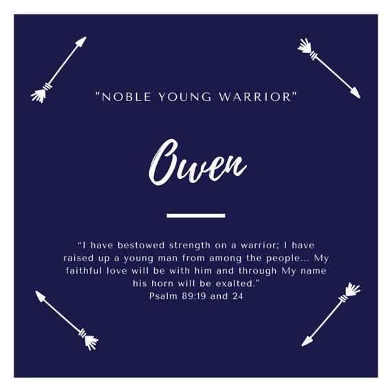 Name meaning print Owen Personalized Baptism gift Custom Etsy