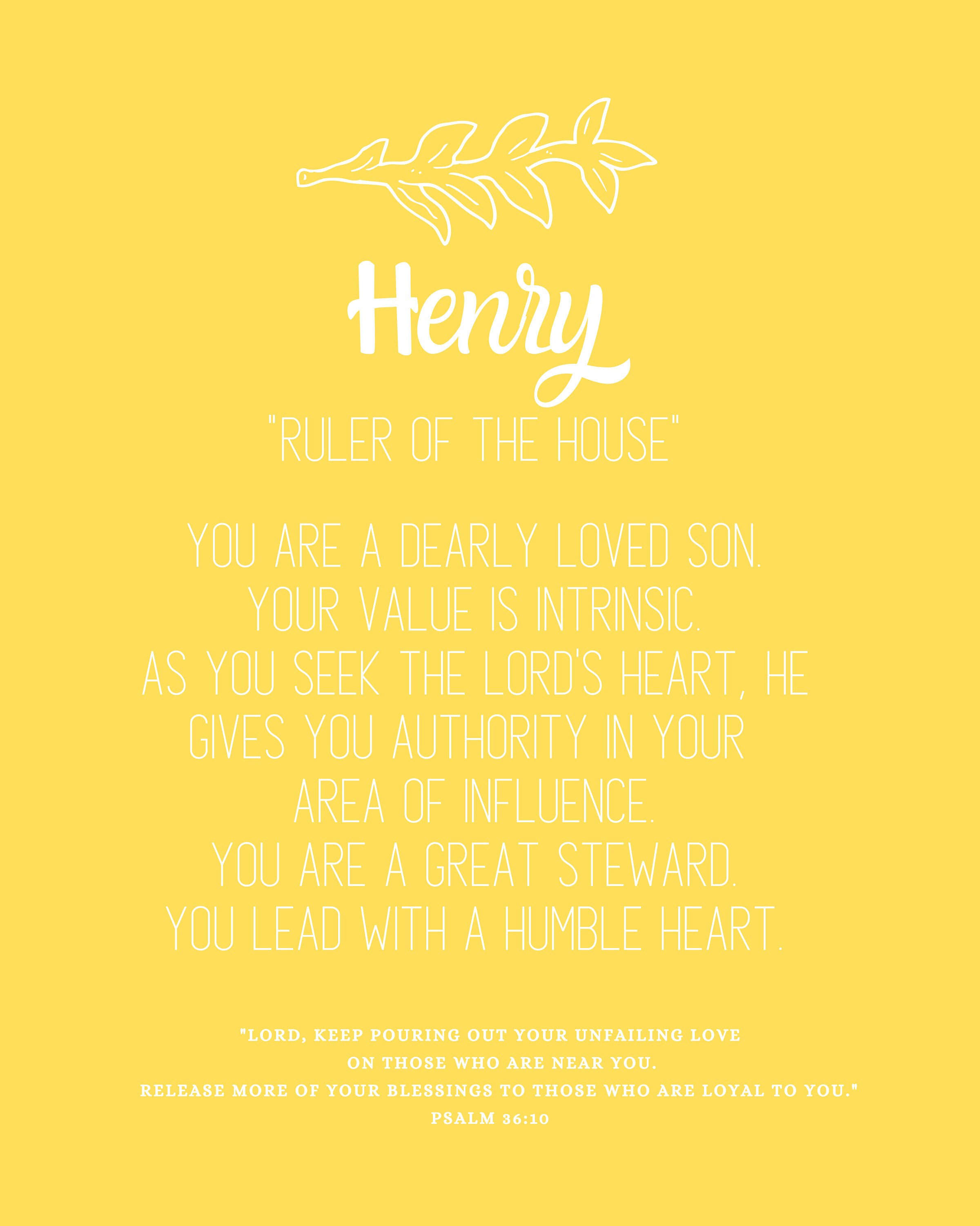 Name meaning print Henry Personalized Baptism gift Etsy