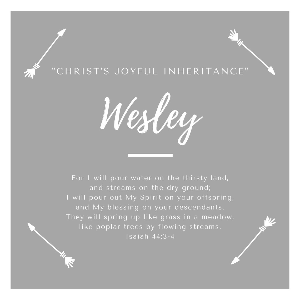 Name meaning print Wesley Personalized Baptism