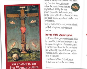 Gebedskaart Vijf wonden van Jezus: afdrukbare pdf-download