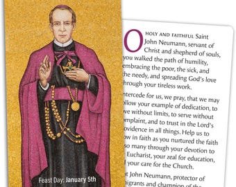 Gebedskaart Saint John Neumann: afdrukbare pdf (6 per pagina) downloaden