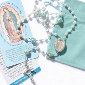 Our Lady of Guadalupe Deluxe Rosary, Heirloom Rosary, Guadalupe Rosary, Gemstone Rosary, FREE Prayer Card!!!