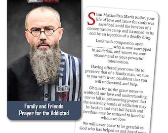 Heilige Maximiliaan Kolbe Gebedskaart voor verslaving: afdrukbare pdf-download