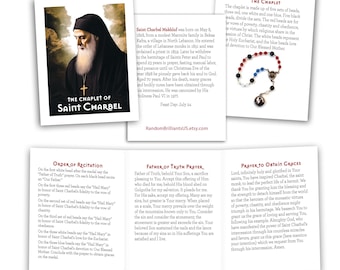 St. Charbel Chaplet, La Coronilla del San Charbel Tarjeta de Oración - afdrukbaar in drieën gevouwen (digitale download) ENGELS of SPAANS