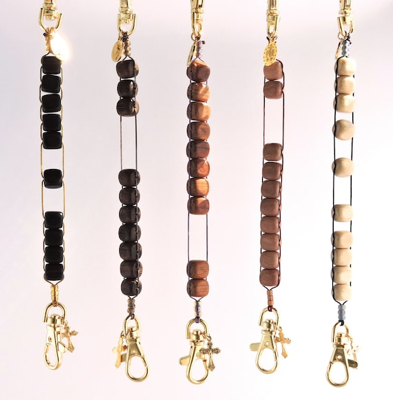 Gold Hands-free Rosaries, Exotic Wood Cubes, Sliding Rosary