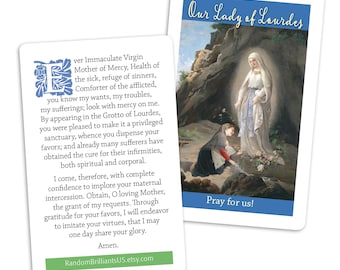 Gebedskaartje van Onze-Lieve-Vrouw van Lourdes: printbaar PDF-bestand (8 per pagina)