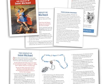 Instructies voor het Rozenkransgebed van Sint-Michiel - Afdrukbare drievoudige gebedskaart (digitale download)