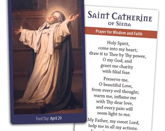 Gebedskaart St. Catharina van Siena: afdrukbare pdf-download