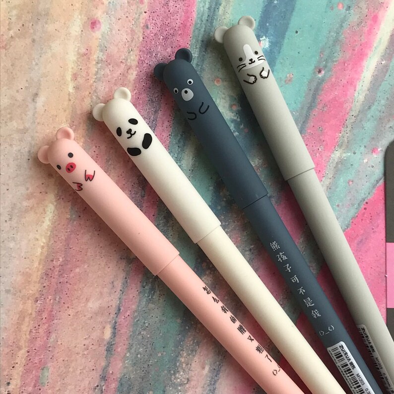 Süße große Ohr Tier Gel Stift Schwein/Panda/Bär/Maus Stift | Etsy