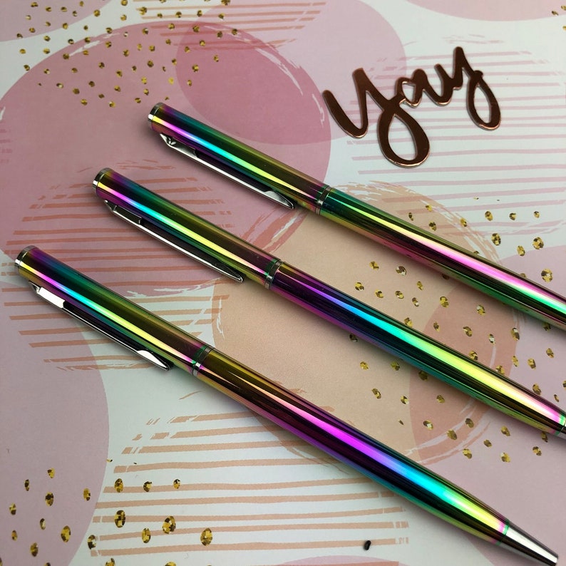 Rainbow Slimline Pen Rainbow Pen Iridescent Pen Metal Pen Etsy UK