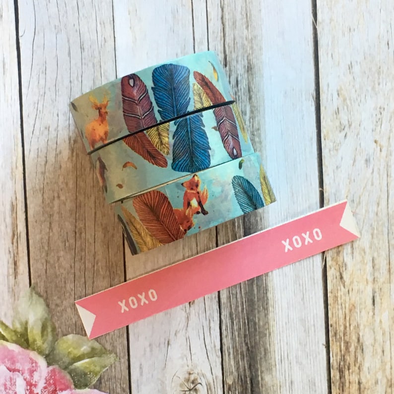 Fox Washi Tape Planner Washi Tape Fox Fox Stationery Washi Feather Washi Tape Decorative Tape Washi Tape Fox /& Feather Washi Tape