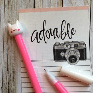 Cat Gel Pen Cheeky Cat Gel Pens Cartoon Cat Gel Pen Bright Pink