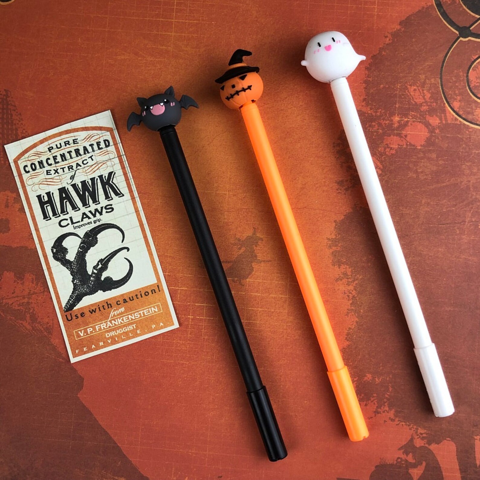 Halloween Pens Helloween Gel Pens Gel Pens Bat Pen Pumpkin Etsy