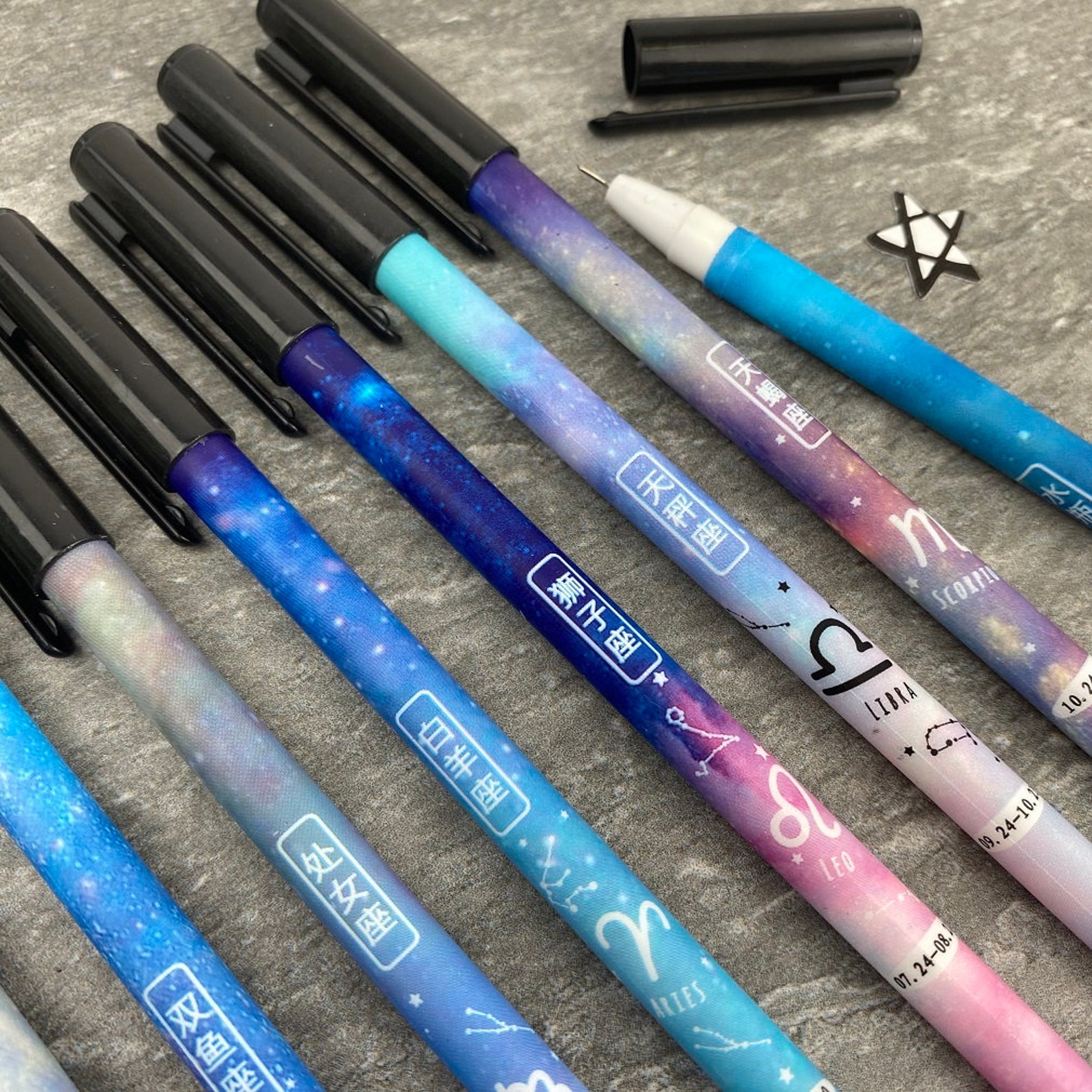 Star Sign Gel Pen Zodiac Pens Zodiac Constellation Cosmic Etsy