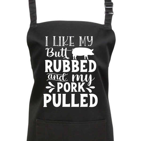 Baking Apron Birthday Gifts For Dad Mens Bbq Apron Cooking Apron With Pocket I Like My Butt Rubbed & Pork Pulled Mens Apron Barbecue Chef