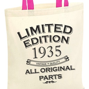 Limited Edition 1935 Tote Bag Vintage Quality All Original Parts 90th Birthday Bag Born In 1935 90 Years Old Party Bag