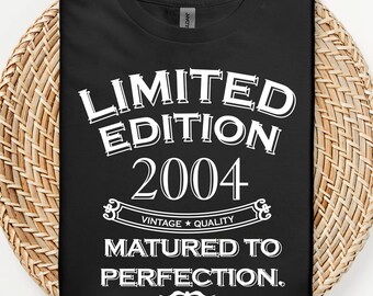 2004 Limited Edition T-shirt, 21e verjaardagscadeau voor hem haar, vintage kwaliteit geboren in 2004 T-shirt, 21 jaar oud feestshirt, gerijpt tot