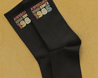 Retro Birthday Sock 40th Birthday Born In 1985 Gift For 40 Years Old Vintage Style Black Footwear Comfort Fashion Celebration Year Nostalgic