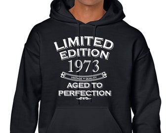 51st Birthday Gifts For Dad Limited Edition 1973 Aged To Perfection Hoody Hoodie Hooded Sweatshirt 51st Gifts 51st Presents