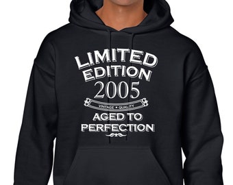 19th Birthday Gifts For Son Limited Edition 2005 Aged To Perfection Hoody Hoodie Hooded Sweatshirt 19th Gifts 19th Presents