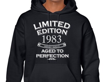 41st Birthday Gifts For Dad Limited Edition 1983 Aged To Perfection Hoody Hoodie Hooded Sweatshirt 41th Gifts 40th Presents
