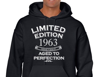 61st Birthday Gifts For Dad Limited Edition 1963 Aged To Perfection Hoody Hoodie Hooded Sweatshirt 61th Gifts 61th Presents