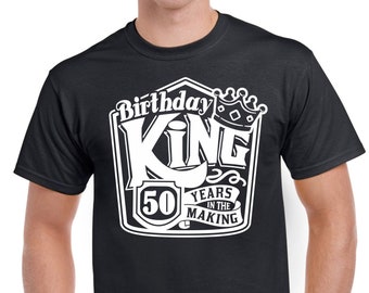 Mens 50th Birthday Gifts For Dad T Shirt Top Shirt Gift Present Fifty Birthday King 50 Years Old Funny 50 Years Old Tee