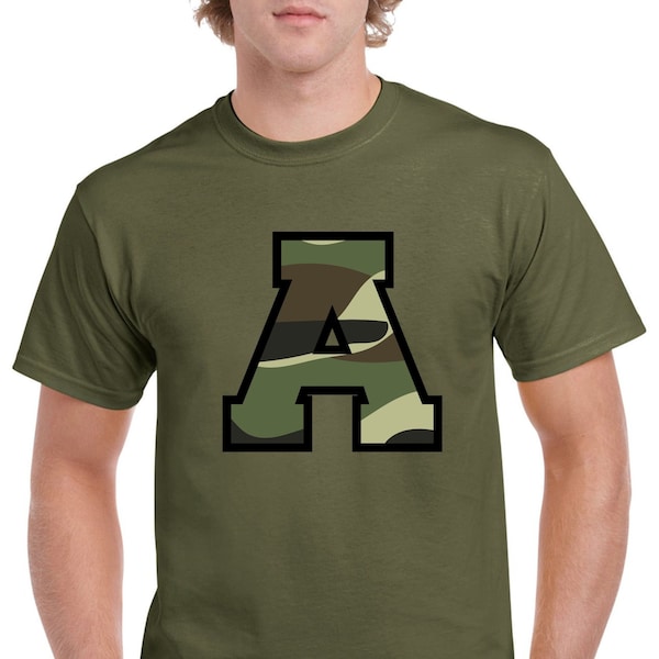 Camouflage Paste Cloth Embroidery Lettered Casual T-shirt